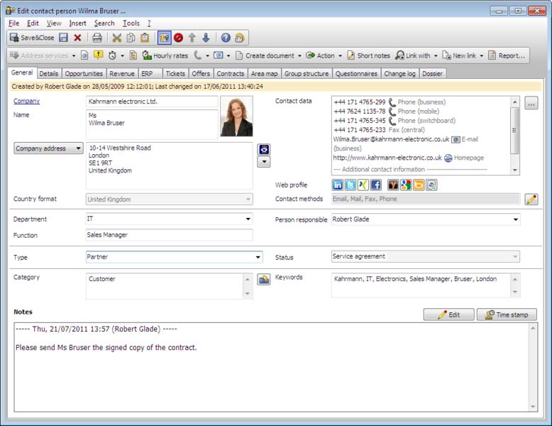 Screenshot CAS genesisWorld desktop adresbeheer